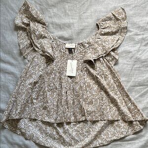 Universal Thread Boho Floral Brown Women's Top